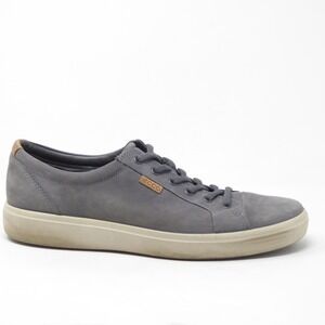 ECCO Mens Soft 7 Sneaker Grey Nubuck Lace Up Low Top Size 45 EU / 11 US